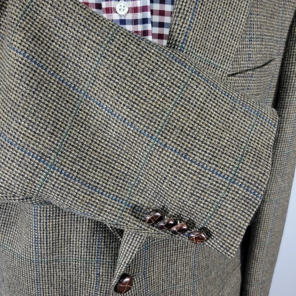 Harold Powell Men's Sport Coat Blazer Two Button Flannel Wool Alpaca‎ ITALY 44R